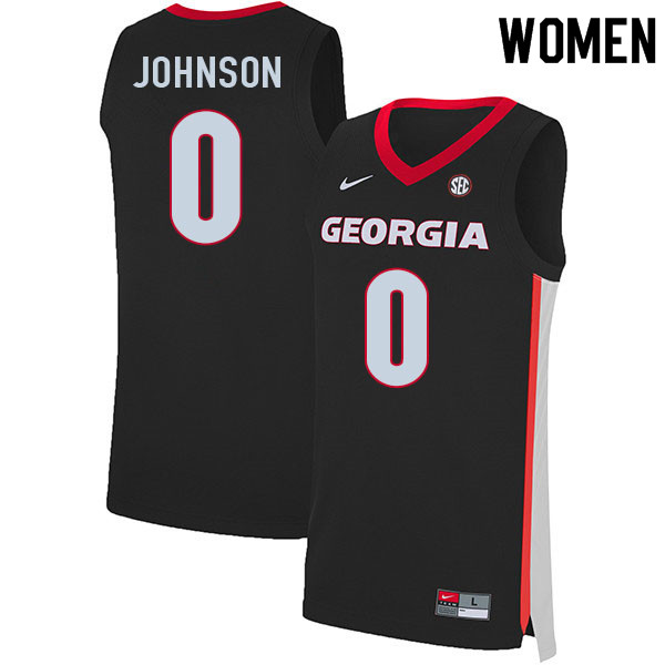 Women #0 K.D. Johnson Georgia Bulldogs College Basketball Jerseys Sale-Black - Click Image to Close